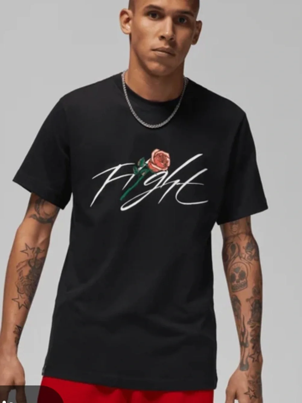 Nike Jordan shirt Men's Black 'Fight' Rose Graphic Sorry tee